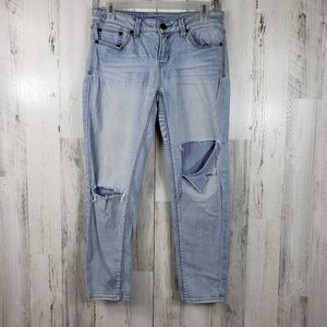 3/$15 JCP light wash ripped skinny ankle jeans women's size 28/6P (petite)